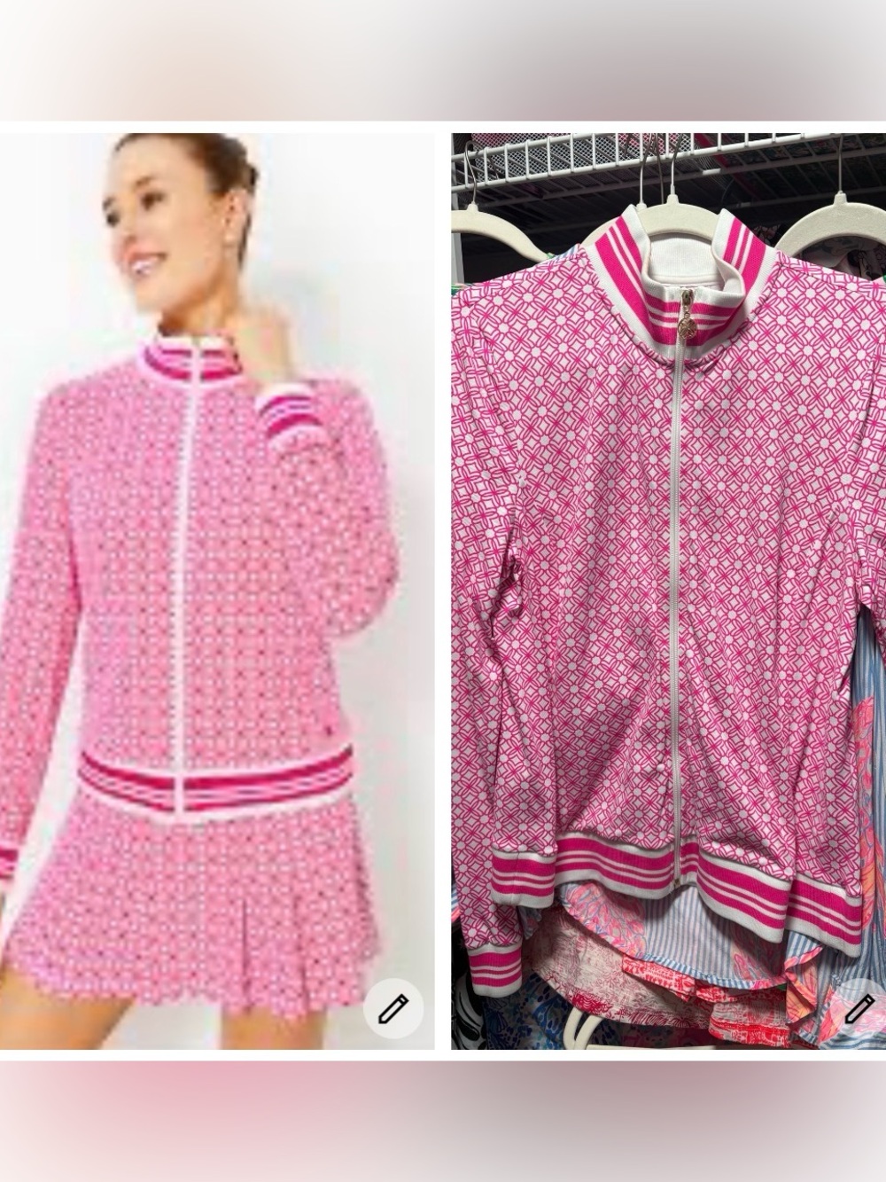 Lilly Pulitzer Regate Luxletic Women's Pink Patterned Track Jacket
